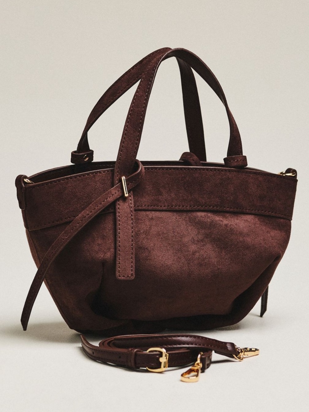 NWT Anthropologie Faux Suede Mini Clinched Handbag